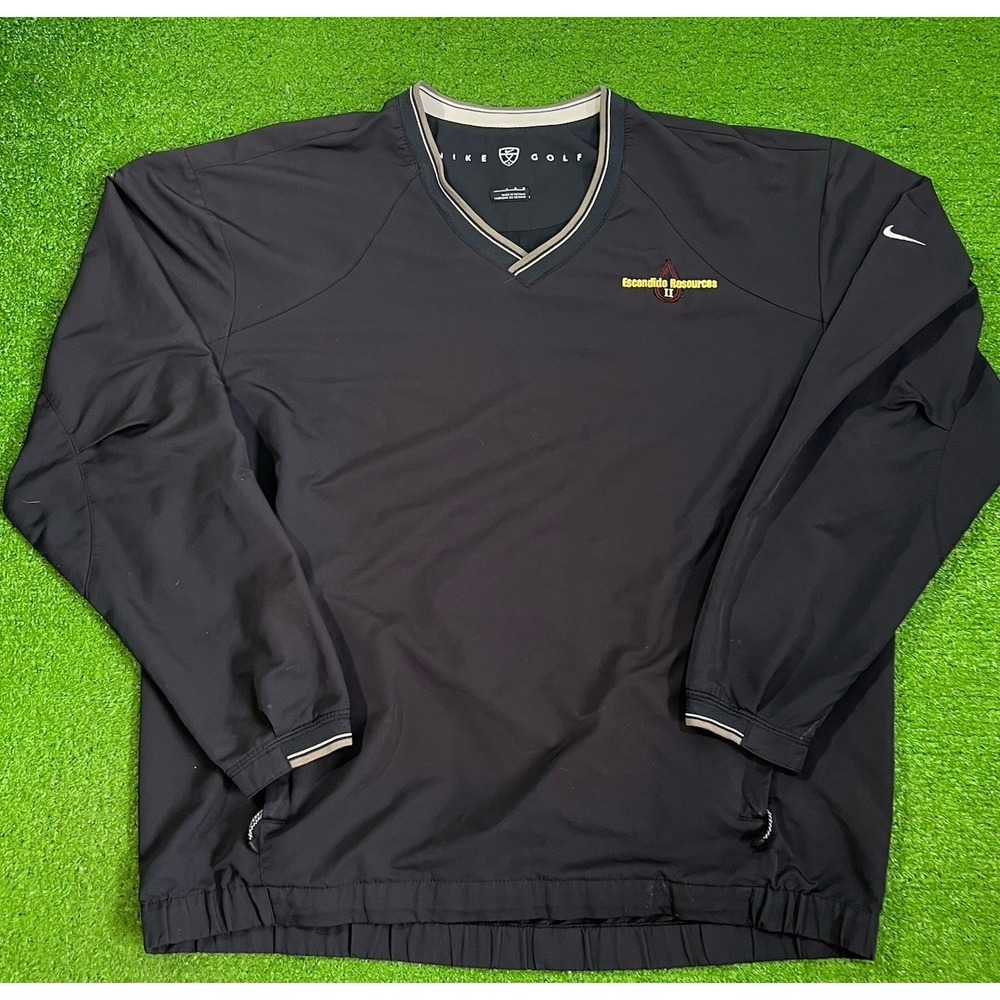 Vintage Nike Golf Pullover LG Black Tan Stripe Neck Very Light EUC Swoosh EUC